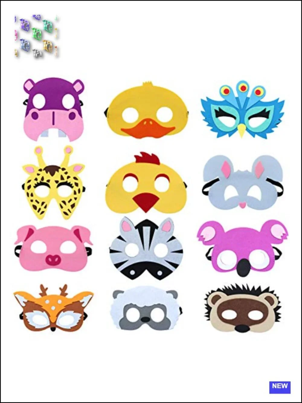 12 Felt Animal Masks for Kids Party Birthday Halloween Costume